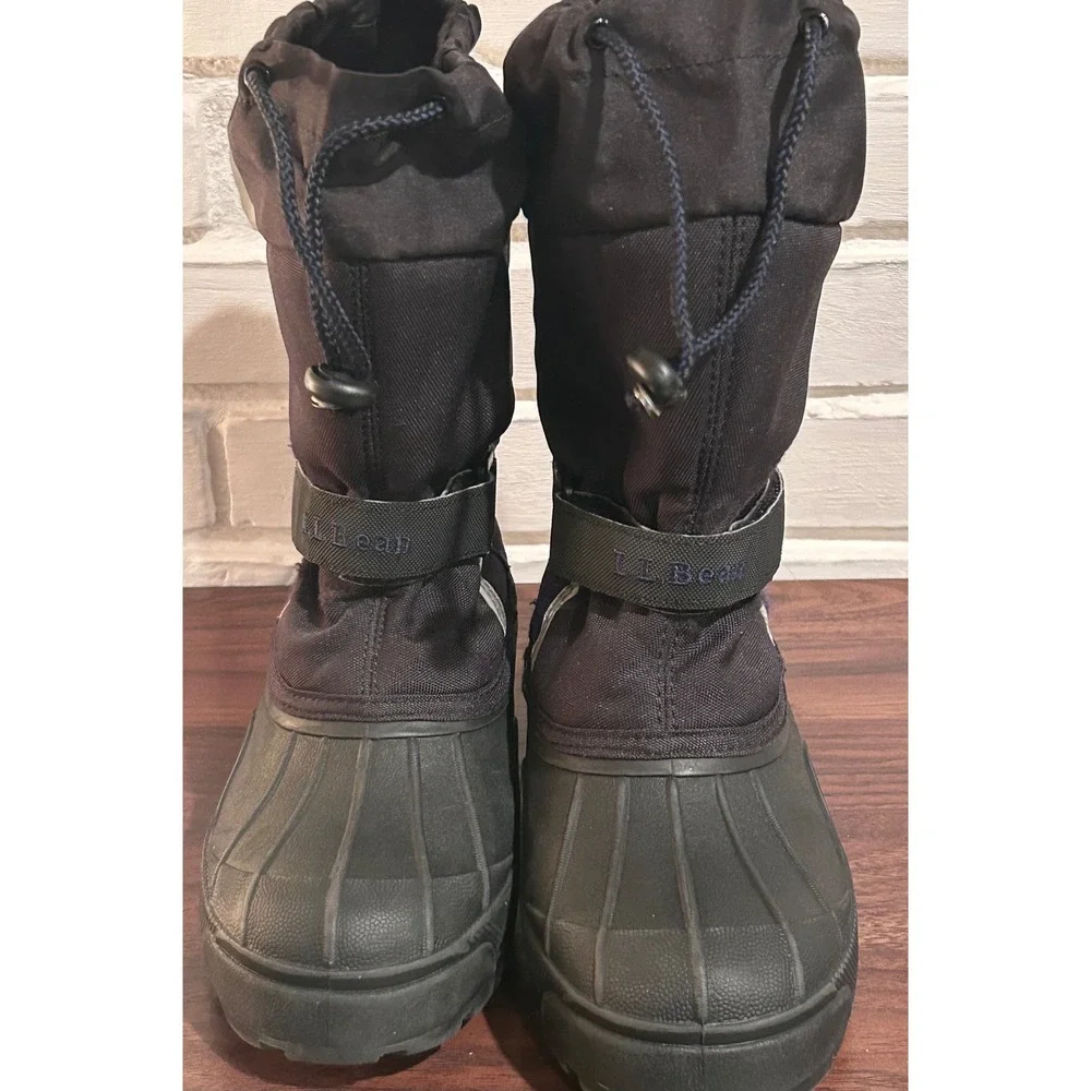LL Bean Kids Snow‎ Boots Black Reflective Winter Waterproof Outdoor Pics 4 Size